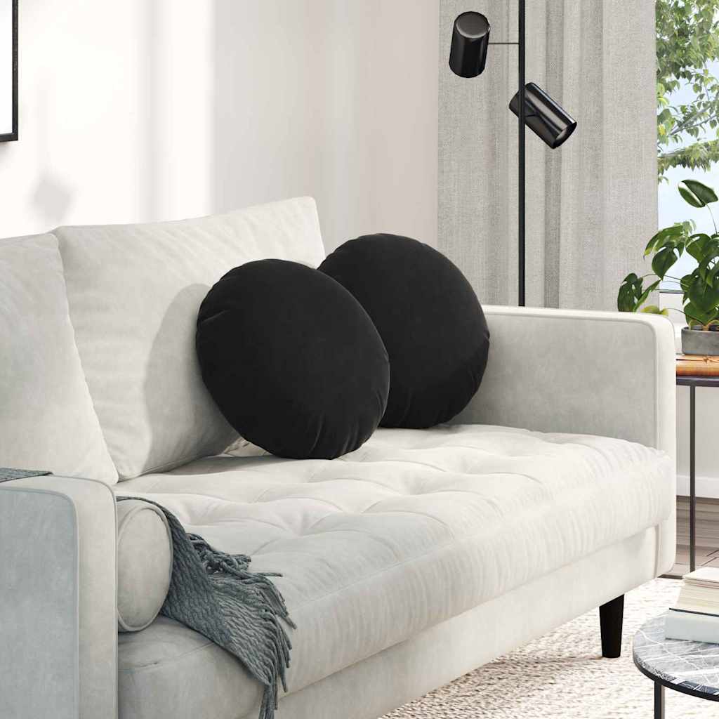 Cuscini per Seduta 2 pcs Nero Ø 40 x 13 cm Velluto