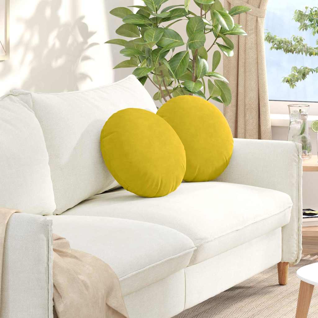 Cuscini per Seduta 2 pcs Giallo Ø 40 x 13 cm Velluto