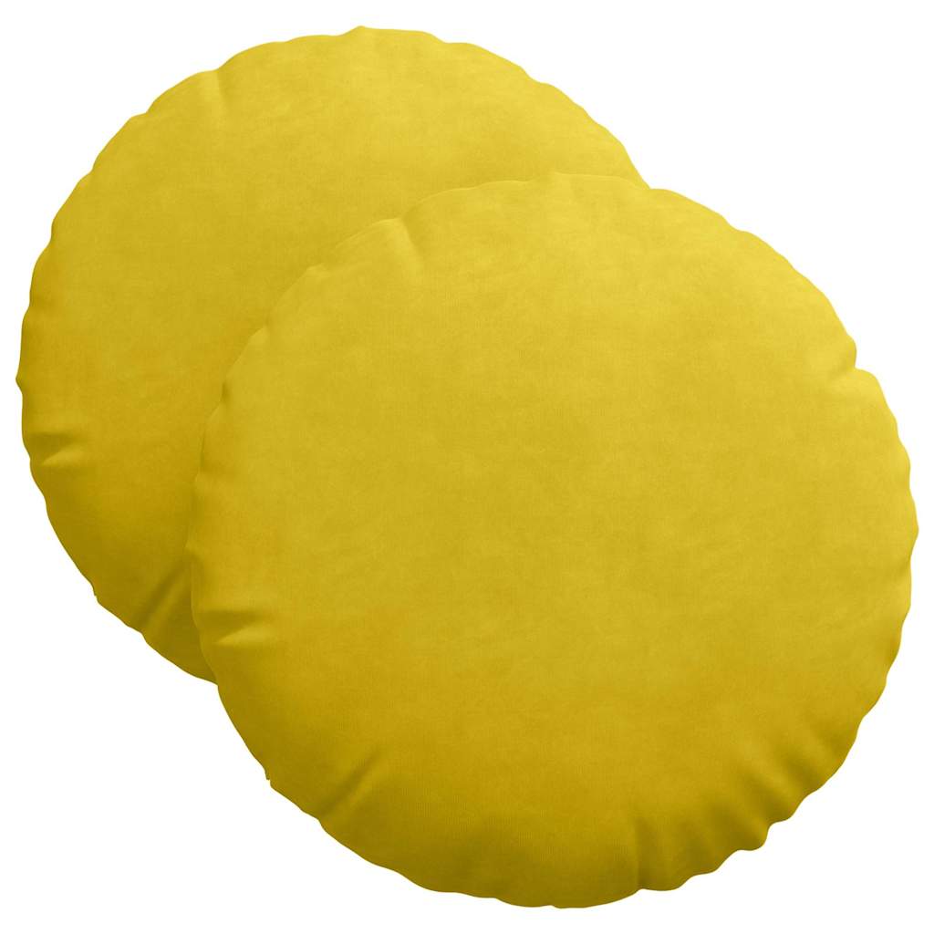 Cuscini per Seduta 2 pcs Giallo Ø 40 x 13 cm Velluto