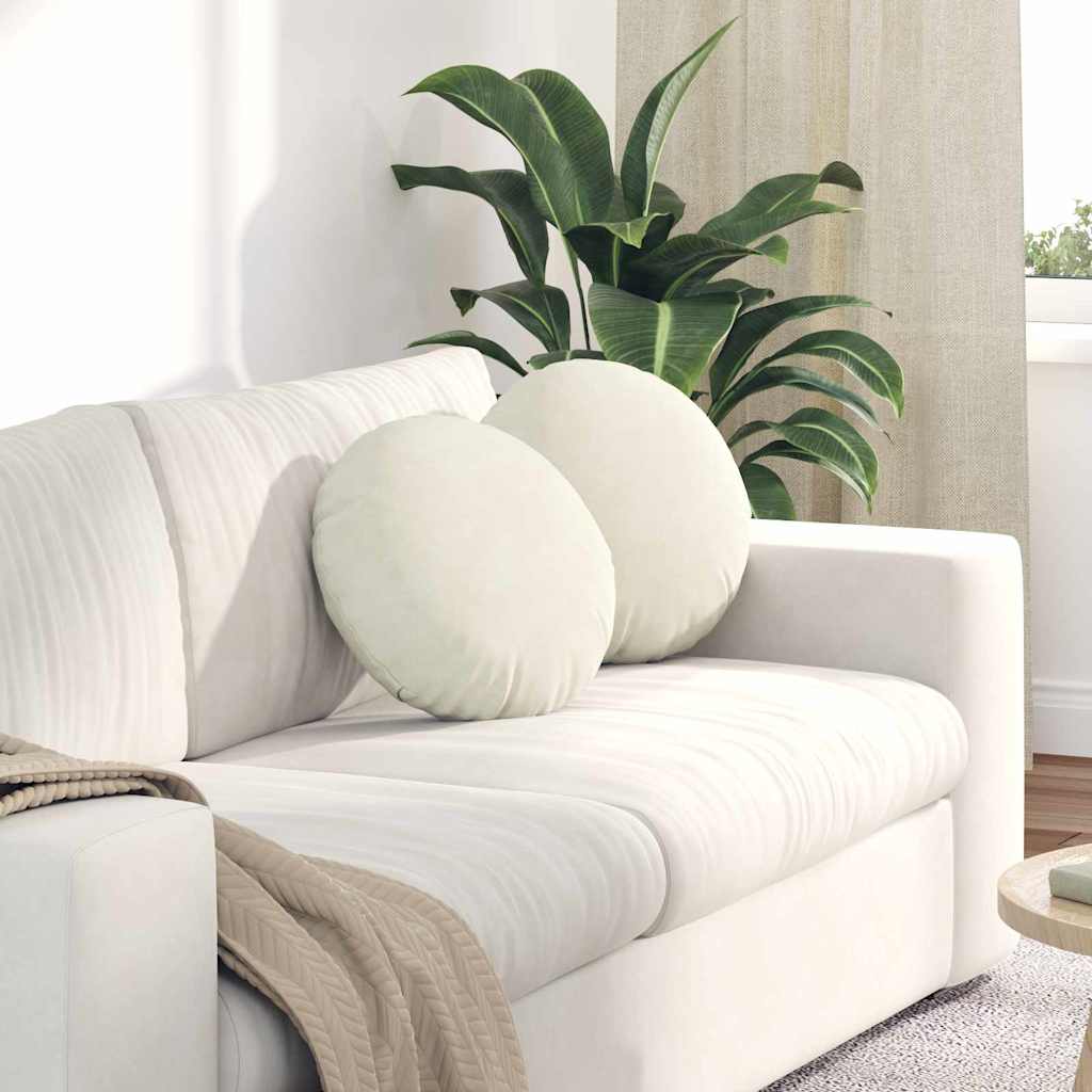 Cuscini per Seduta 2 pcs Crema Ø 40 x 13 cm Velluto
