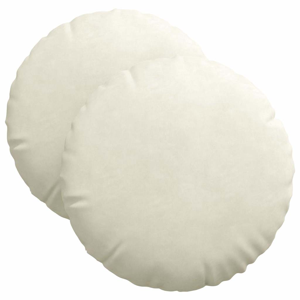 Cuscini per Seduta 2 pcs Crema Ø 40 x 13 cm Velluto