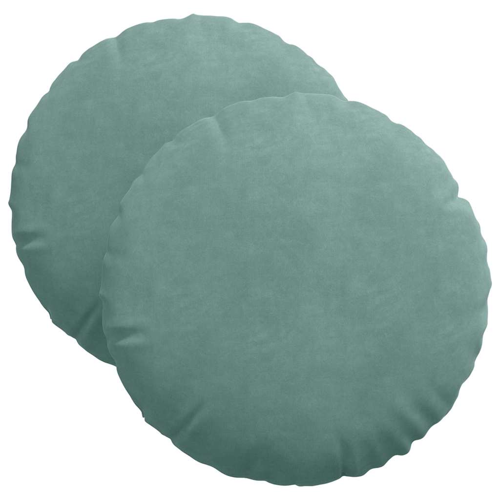 Cuscini per Seduta 2 pcs Verde Mare Ø 40 x 13 cm Velluto