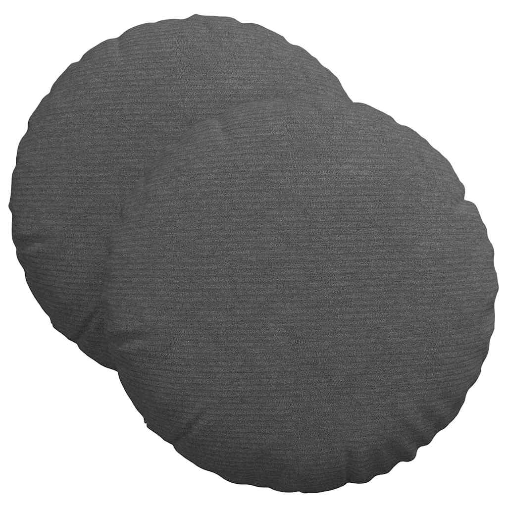 Cuscini per Seduta 2 pz Tessuto in Cords Grigio scuro Ø 40 cm