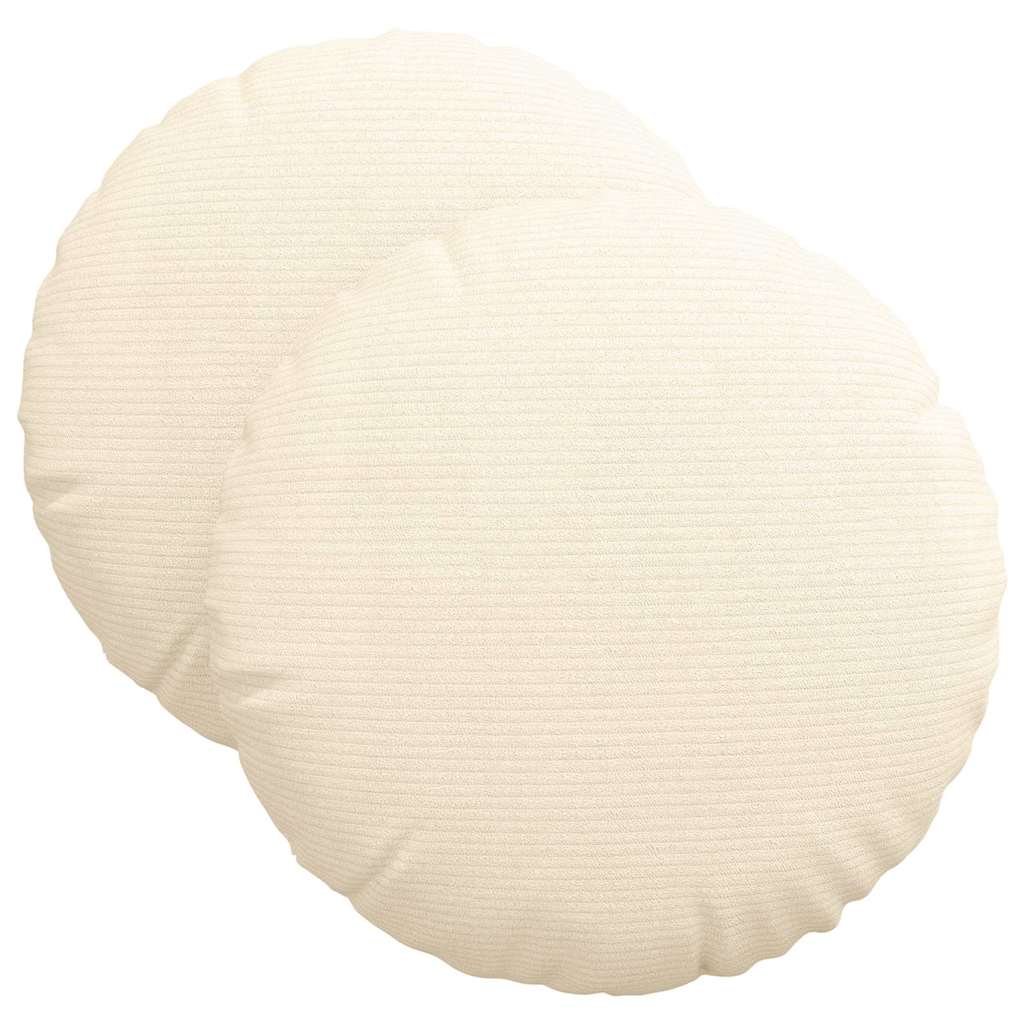 Cuscini per Seduta 2 pz Tessuto in Cords Crema Ø 40 cm