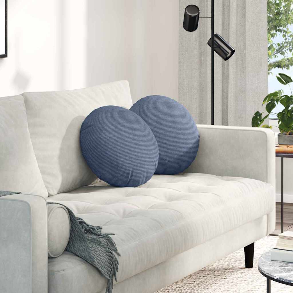 Cuscini per Seduta 2 pz Tessuto in Cords Blu Ø 40 cm