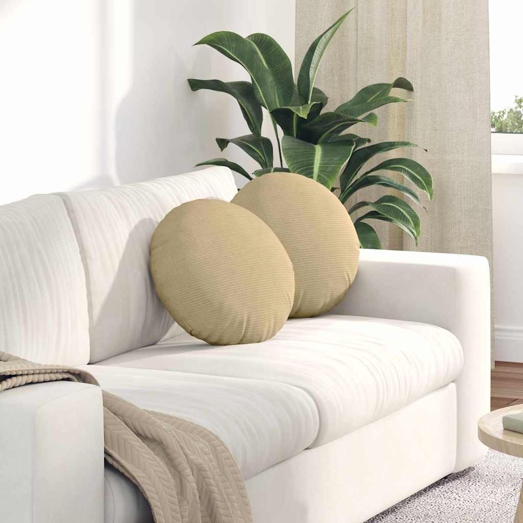 Cuscini per Seduta 2 pz Tessuto in Cords Grigio Verde Ø 40 cm