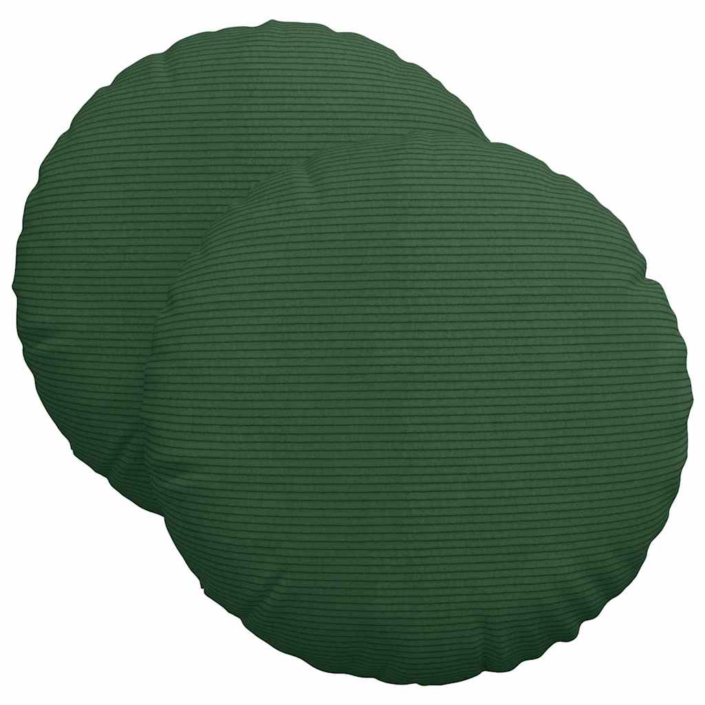 Cuscini per Seduta 2 pz Tessuto in Cords Verde Scuro Ø 40 cm