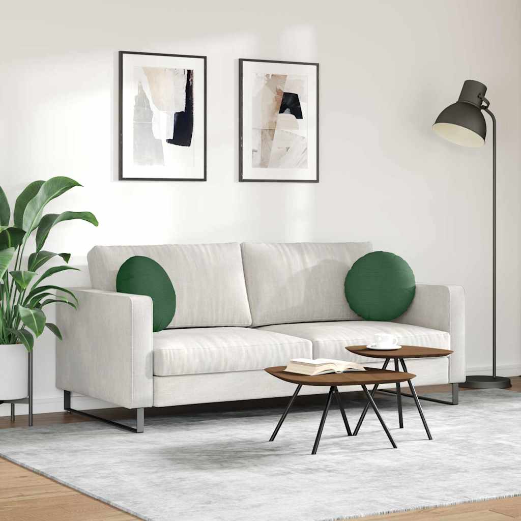 Cuscini per Seduta 2 pz Tessuto in Cords Verde Scuro Ø 40 cm