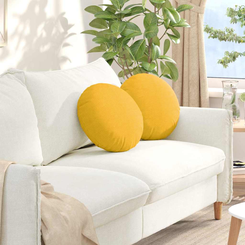 Cuscini per Seduta 2 pz Tessuto in Cords Giallo Chiaro Ø 40 cm