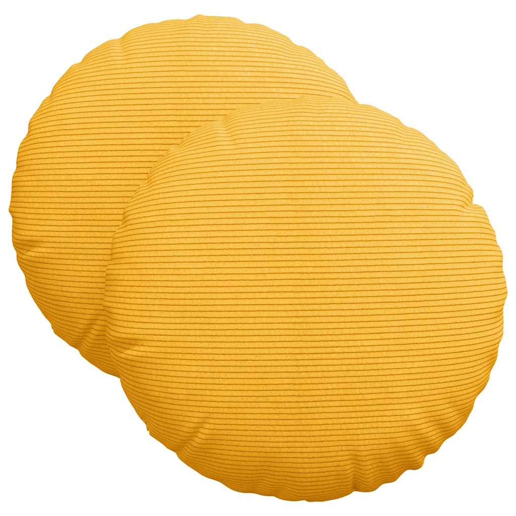 Cuscini per Seduta 2 pz Tessuto in Cords Giallo Chiaro Ø 40 cm