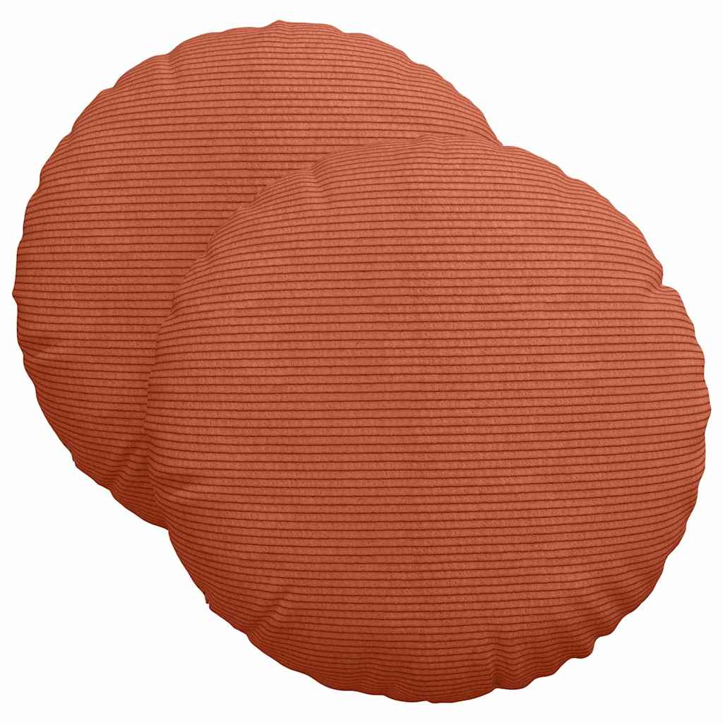 Cuscini per Seduta 2 pz Tessuto in Cords Rosso Arancio Ø 40 cm