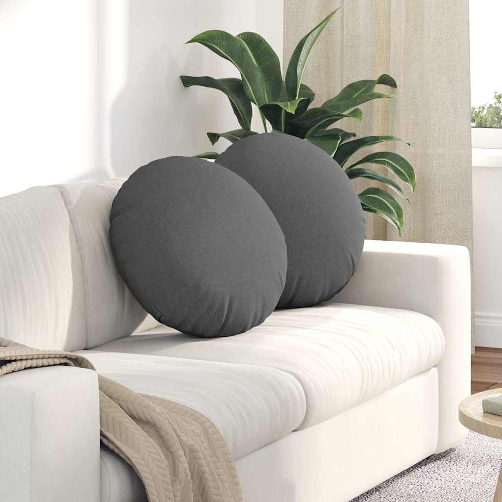 Cuscini per Seduta 2 pz Tessuto Grigio Scuro Ø50 x 19 cm