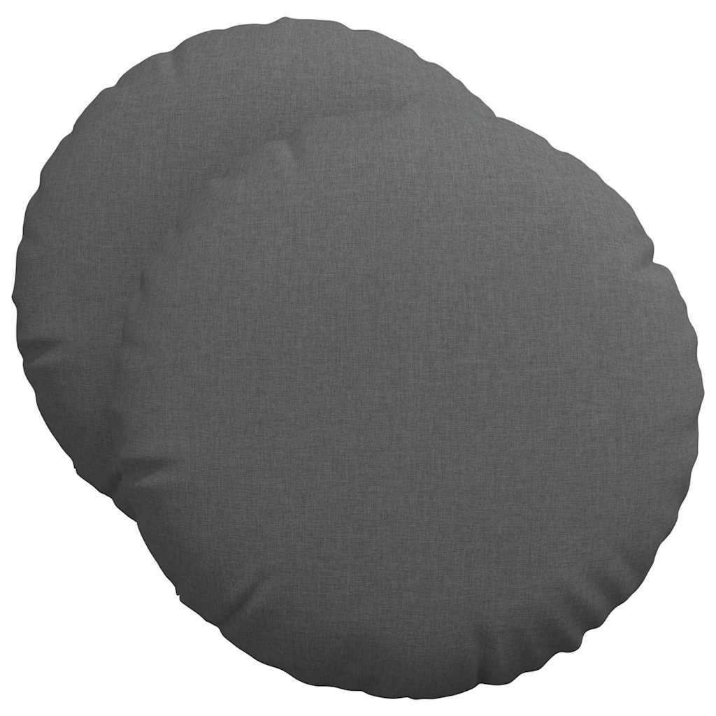 Cuscini per Seduta 2 pz Tessuto Grigio Scuro Ø50 x 19 cm