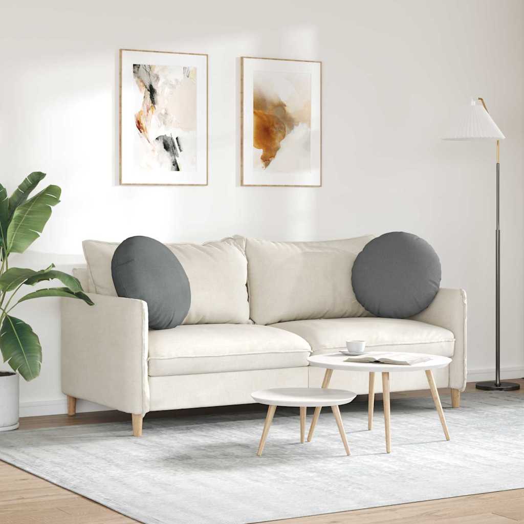 Cuscini per Seduta 2 pz Tessuto Grigio Scuro Ø50 x 19 cm