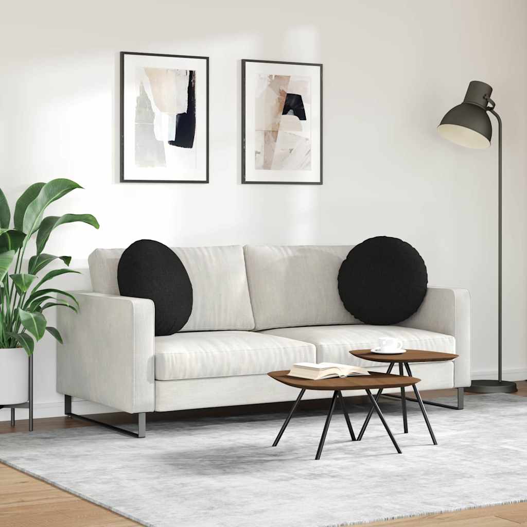 Cuscini per Seduta 2 pz Tessuto Nero Ø50 x 19 cm