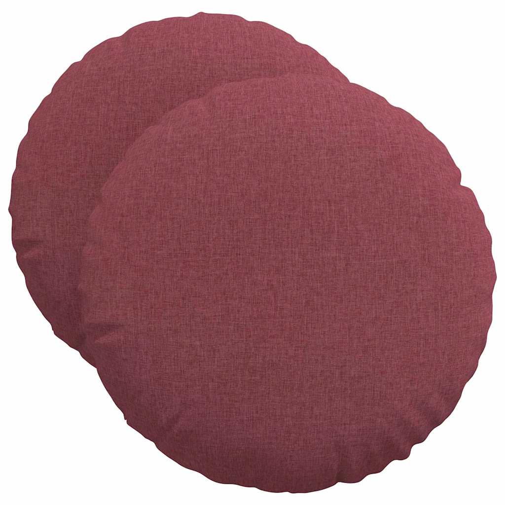 Cuscini per Seduta 2 pz Tessuto Rosso Vino Ø50 x 19 cm