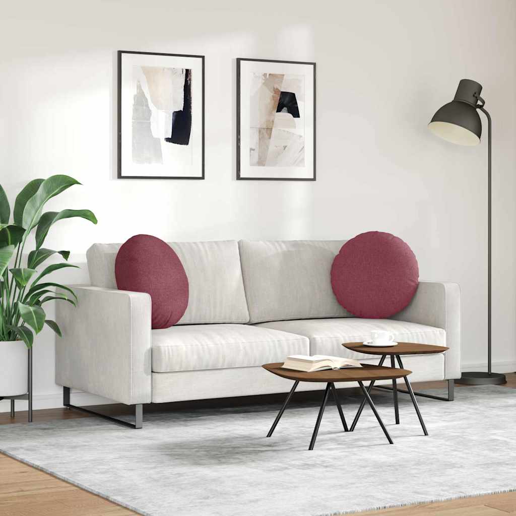 Cuscini per Seduta 2 pz Tessuto Rosso Vino Ø50 x 19 cm