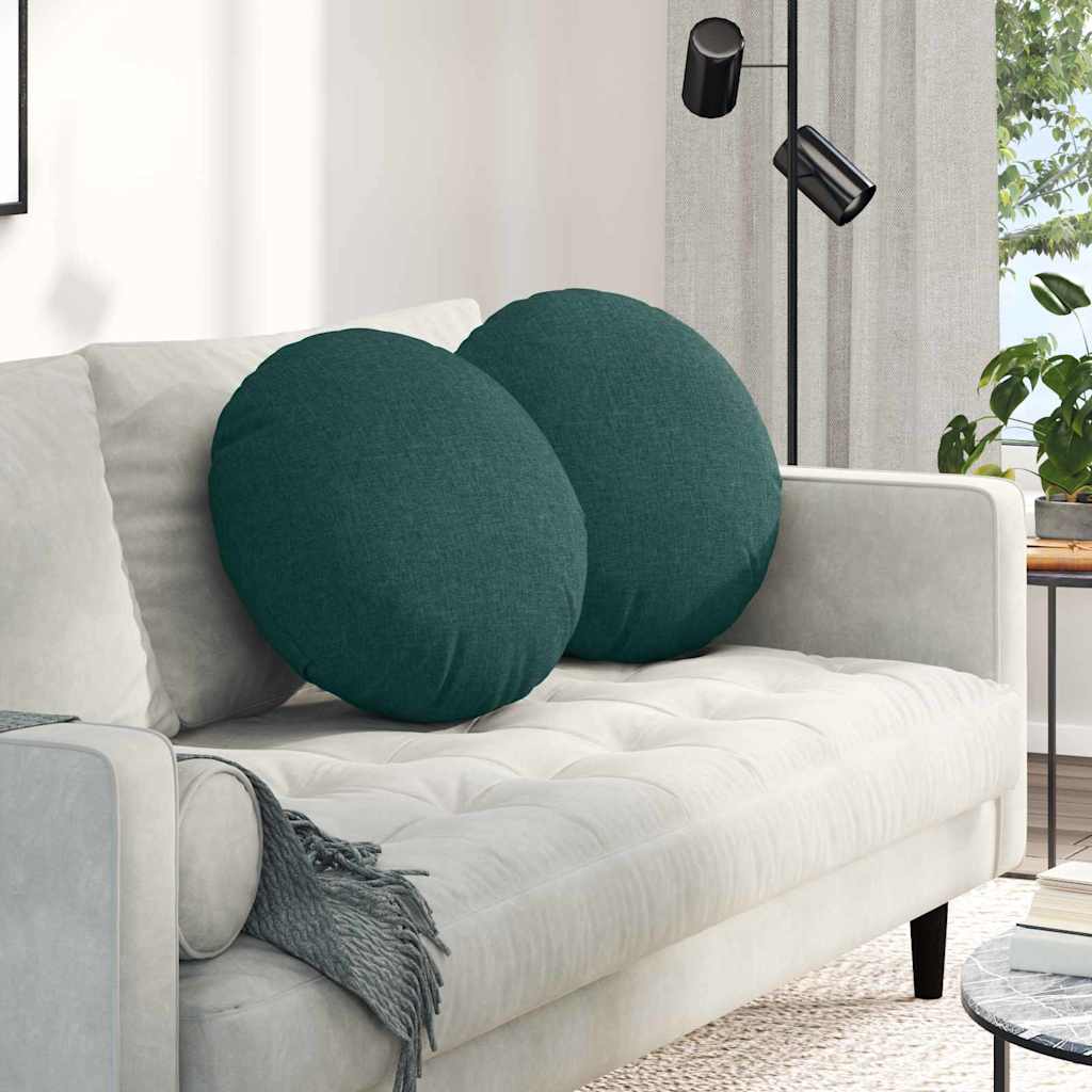 Cuscini per Seduta 2 pz Tessuto Verde Scuro Ø50 x 19 cm
