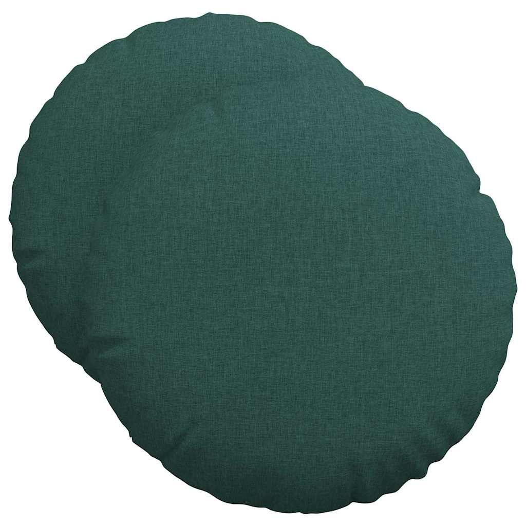 Cuscini per Seduta 2 pz Tessuto Verde Scuro Ø50 x 19 cm