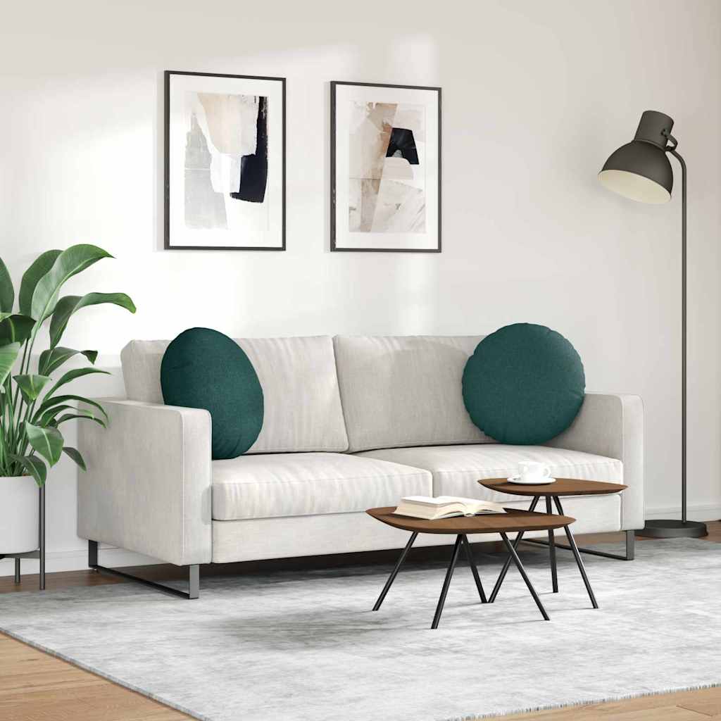 Cuscini per Seduta 2 pz Tessuto Verde Scuro Ø50 x 19 cm
