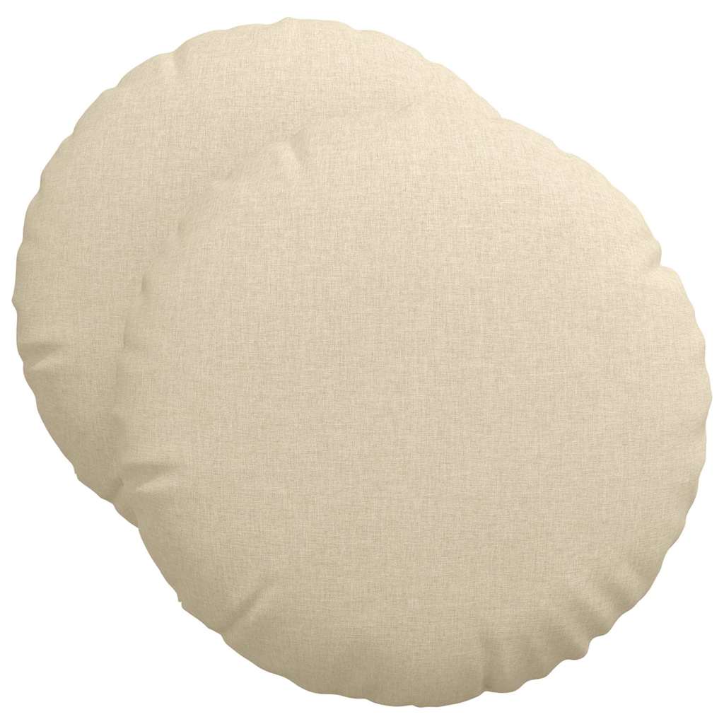 Cuscini per Seduta 2 pz Tessuto Crema Ø50 x 19 cm