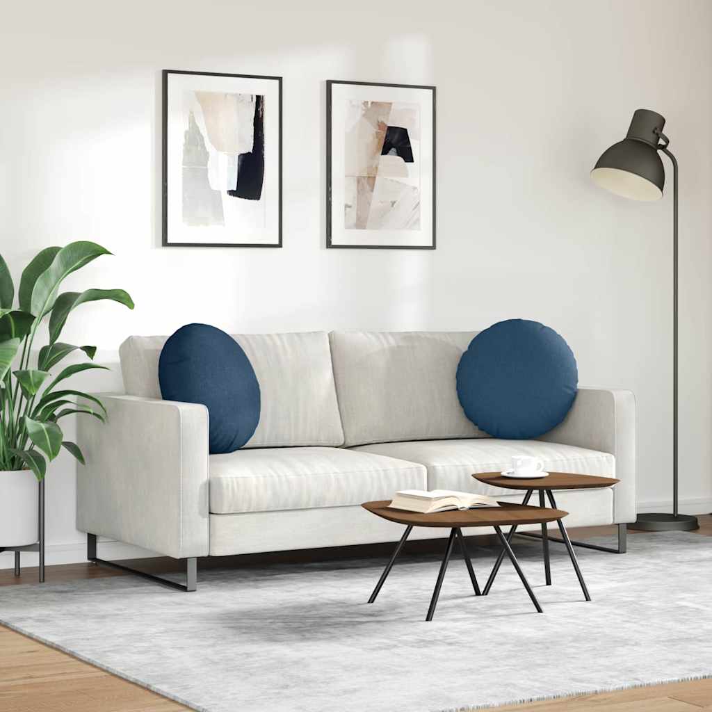 Cuscini per Seduta 2 pz Tessuto Blu Ø50 x 19 cm