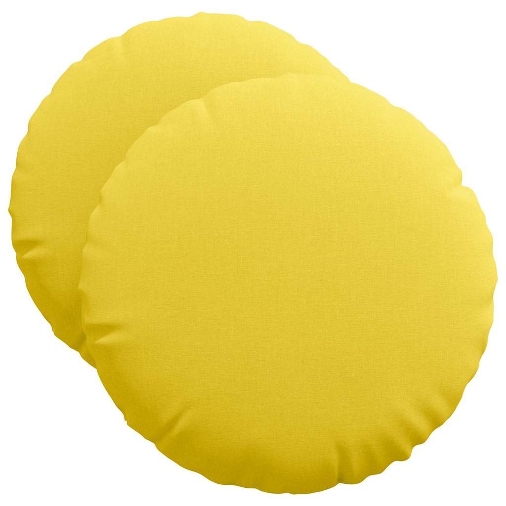 Cuscini per Seduta 2 pz Tessuto Giallo Chiaro Ø50 x 19 cm
