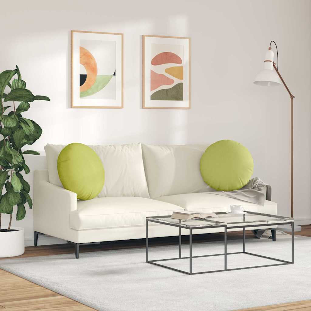 Cuscini per Seduta 2 pz Tessuto Verde chiaro Ø50 x 19 cm
