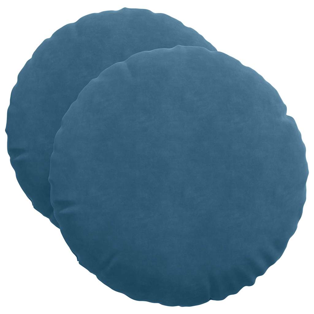 Cuscini per Seduta 2 pz Velluto Blu Ø50 x 19 cm