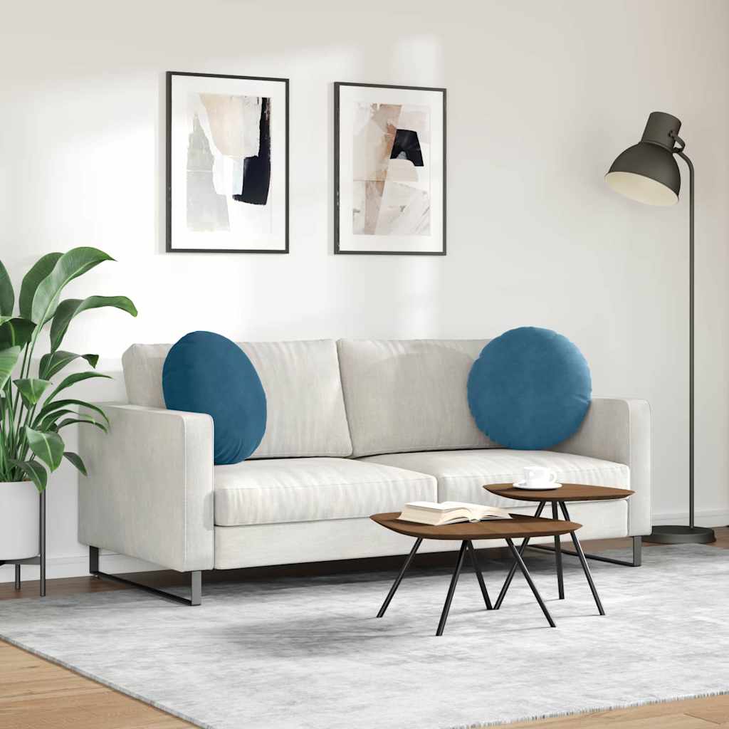 Cuscini per Seduta 2 pz Velluto Blu Ø50 x 19 cm