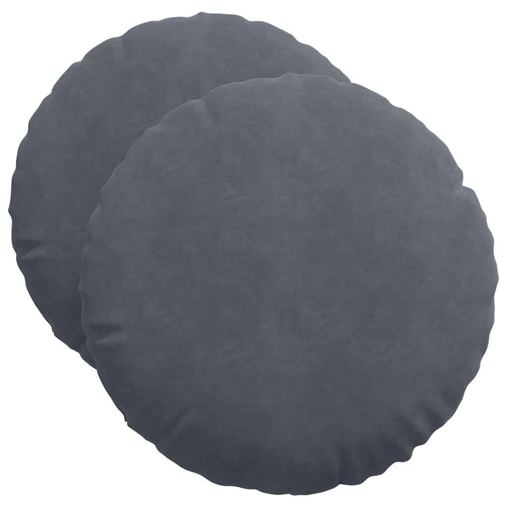 Cuscini per Seduta 2 pz Velluto Grigio scuro Ø50 x 19 cm