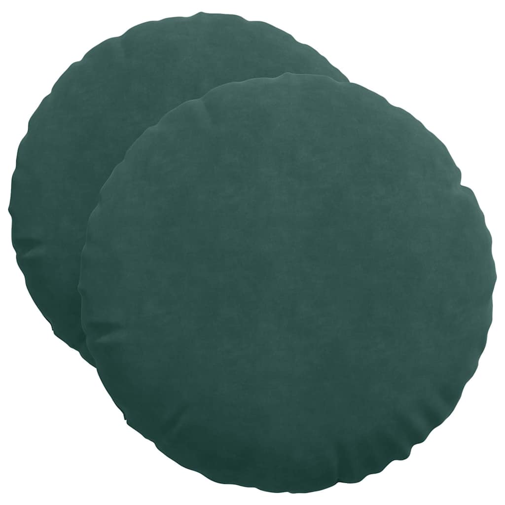 Cuscini per Seduta 2 pz Velluto Verde Scuro Ø50 x 19 cm