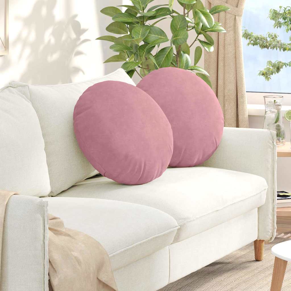Cuscini per Seduta 2 pz Velluto Rosa Ø50 x 19 cm