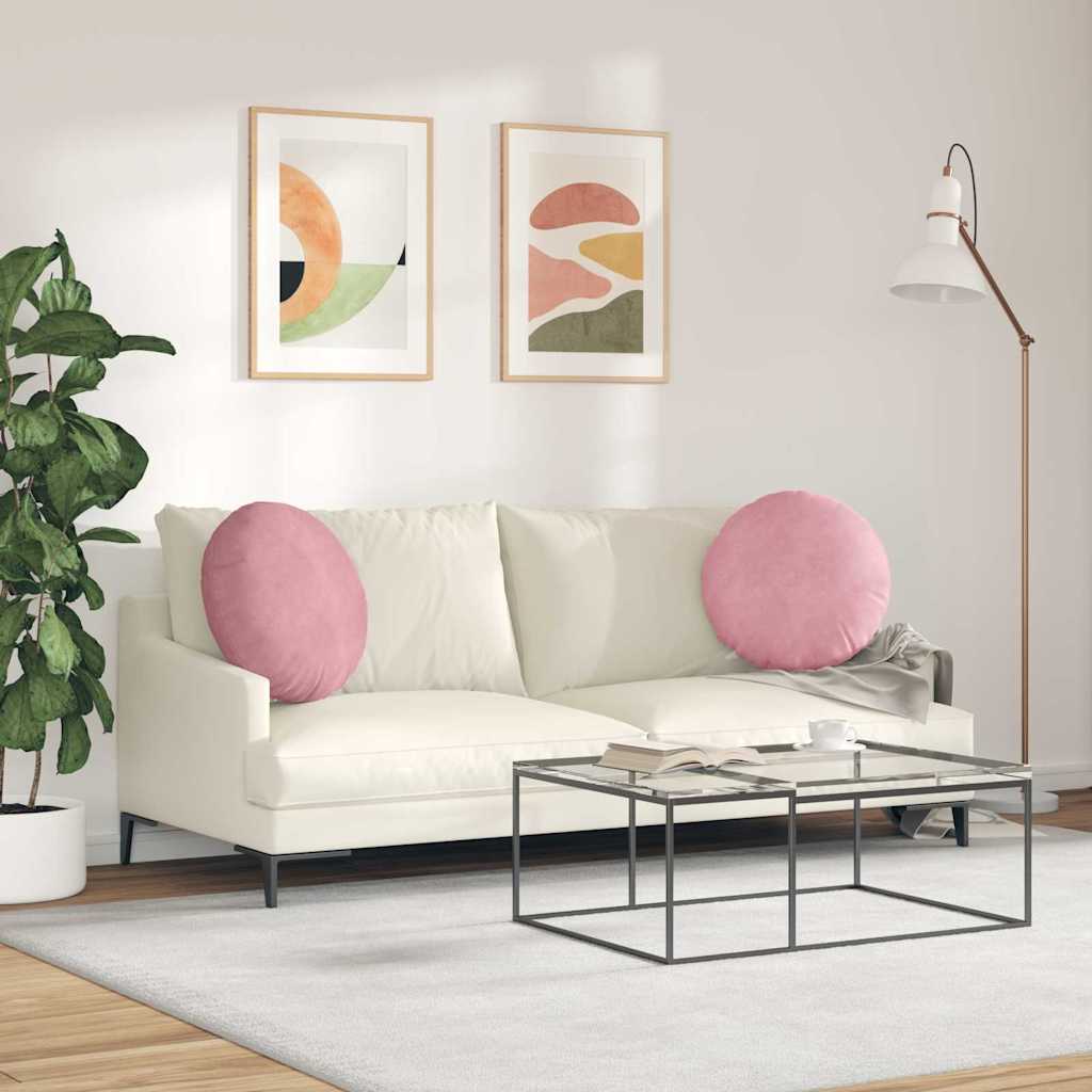 Cuscini per Seduta 2 pz Velluto Rosa Ø50 x 19 cm