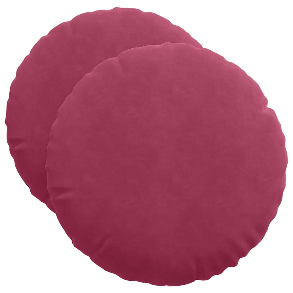 Cuscini per Seduta 2 pz Velluto Rosso Vino Ø50 x 19 cm