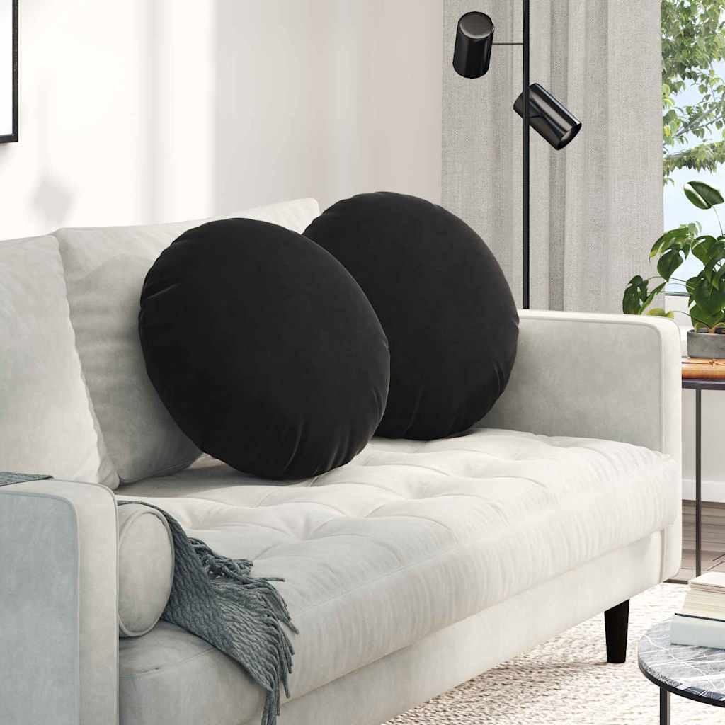 Cuscini per Seduta 2 pz Velluto Nero Ø50 x 19 cm