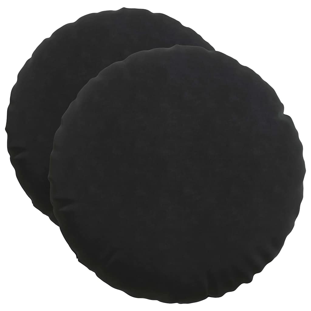 Cuscini per Seduta 2 pz Velluto Nero Ø50 x 19 cm