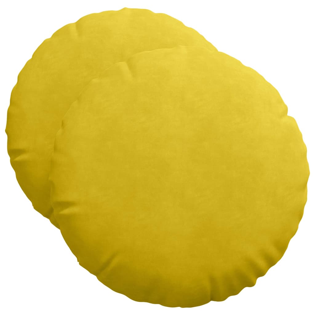 Cuscini per Seduta 2 pz Velluto Giallo Ø50 x 19 cm