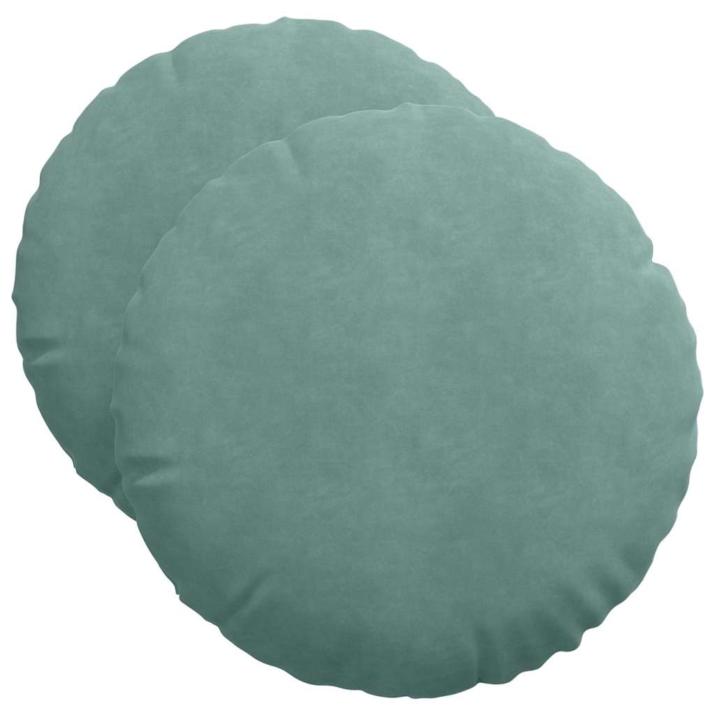 Cuscini per Seduta 2 pz Velluto Verde Mare Ø50 x 19 cm