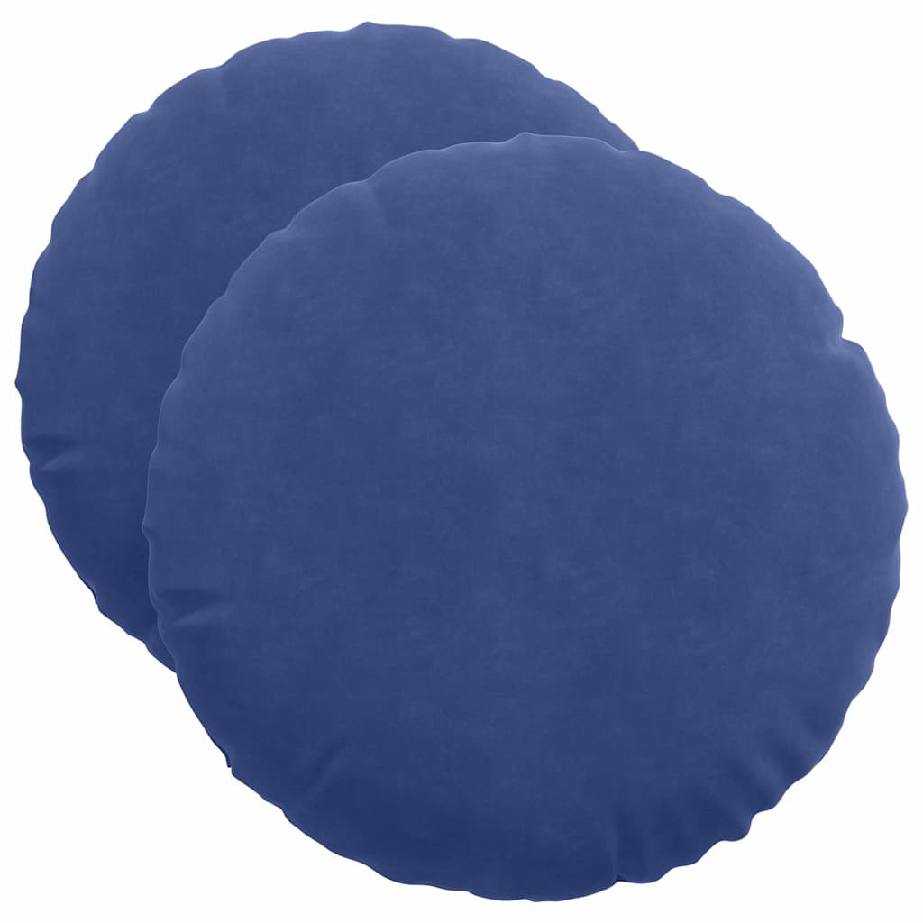 Cuscini per Seduta 2 pz Velluto Blu Polizia Ø50 x 19 cm