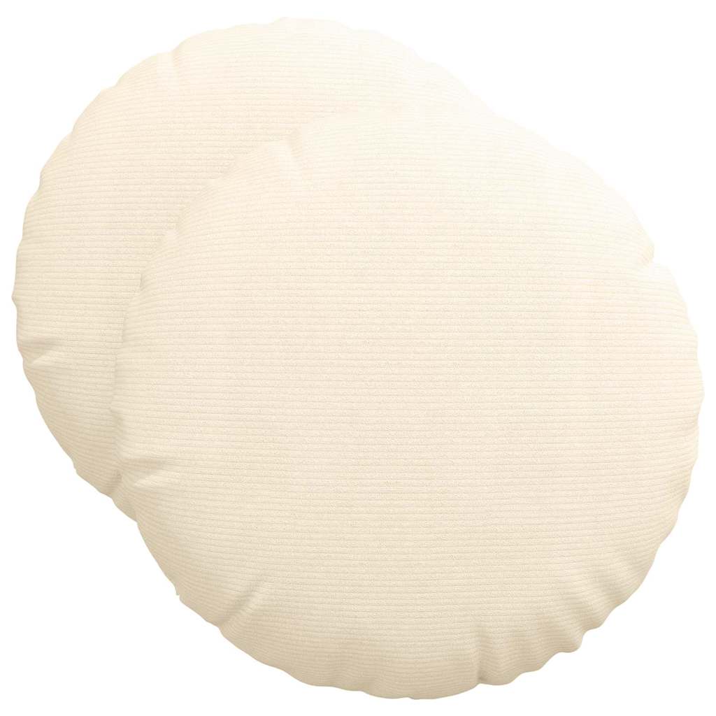 Cuscini per Seduta 2 pz Tessuto in Cords Crema Ø50 x 19 cm