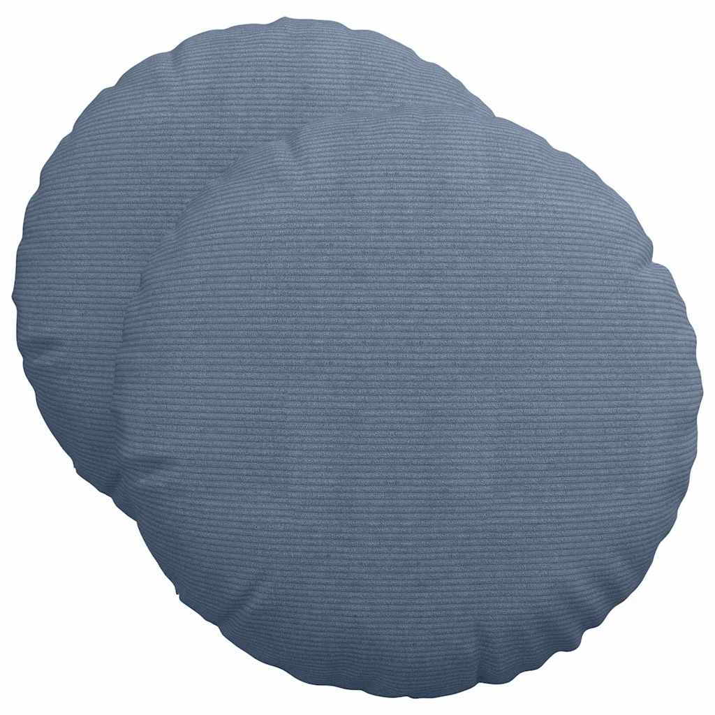 Cuscini per Seduta 2 pz Tessuto in Cords Blu Ø50 x 19 cm