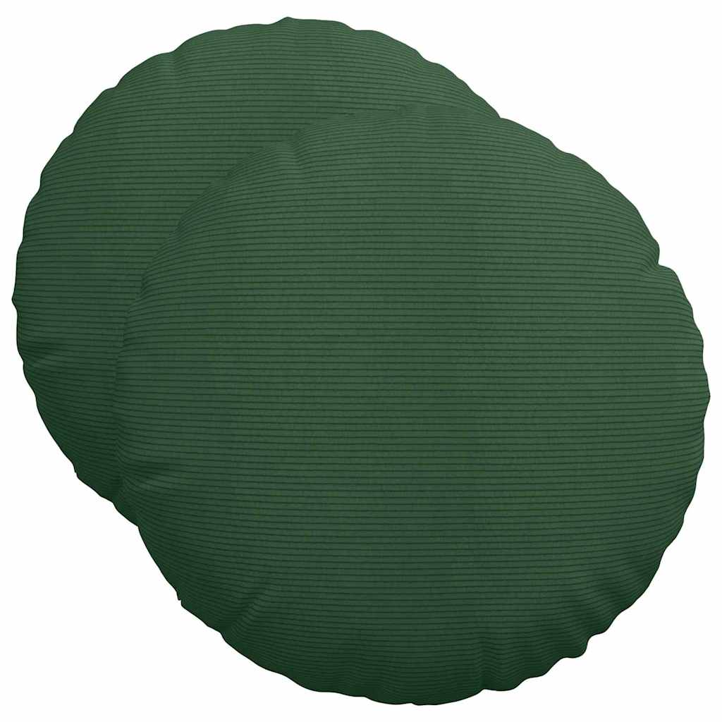 Cuscini per Seduta 2 pz Tessuto in Cords Verde Scuro