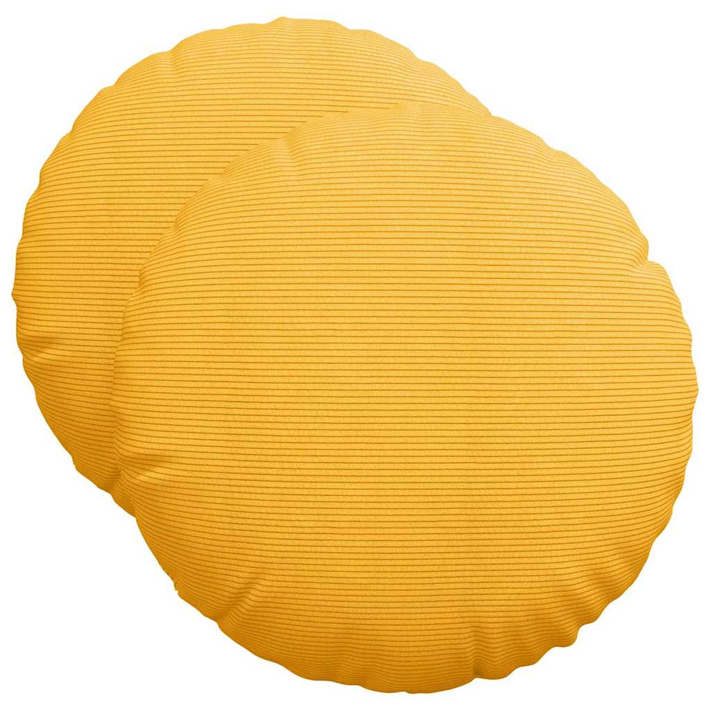 Cuscini per Seduta 2 pz Tessuto in Cords Giallo Chiaro