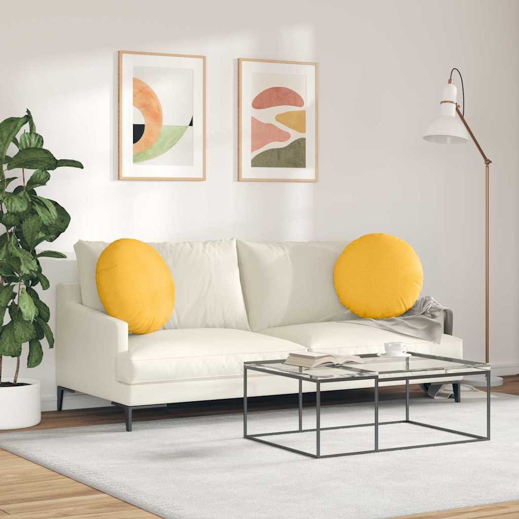 Cuscini per Seduta 2 pz Tessuto in Cords Giallo Chiaro