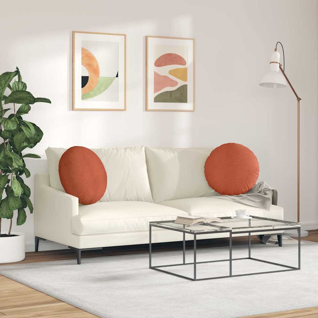 Cuscini per Seduta 2 pz Tessuto in Cords Rosso Arancio