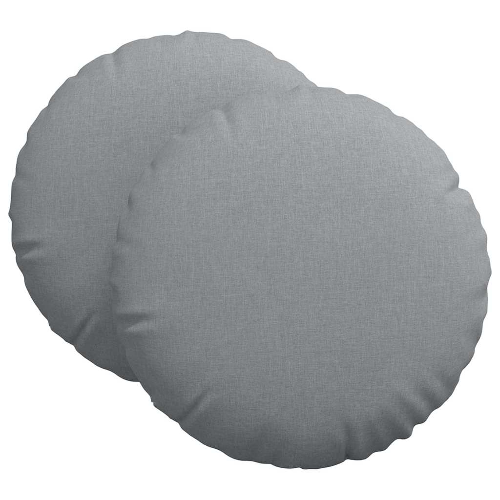 Cuscini per Seduta 2 pz Tessuto Grigio Chiaro Ø60 x 21 cm