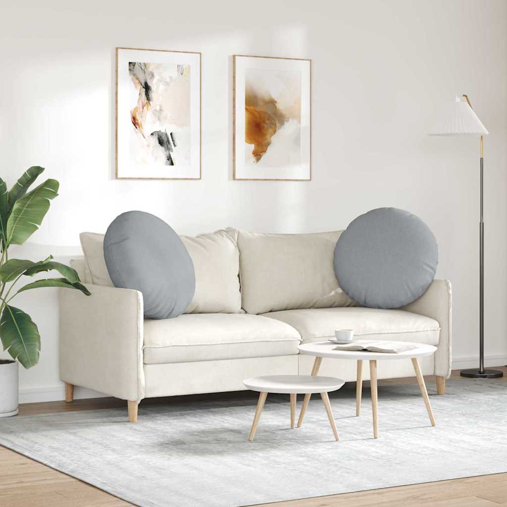 Cuscini per Seduta 2 pz Tessuto Grigio Chiaro Ø60 x 21 cm