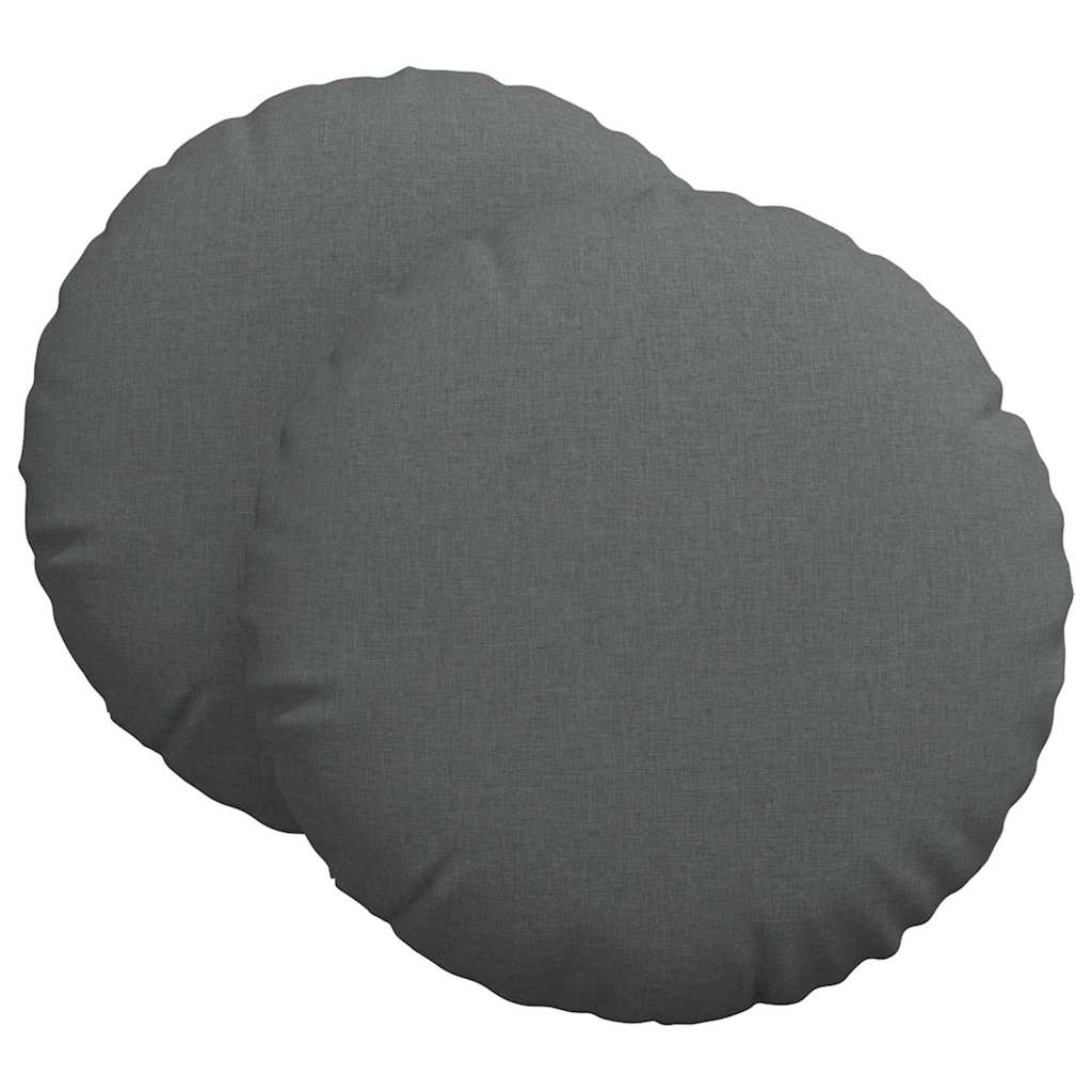 Cuscini per Seduta 2 pz Tessuto Grigio Scuro Ø60 x 21 cm