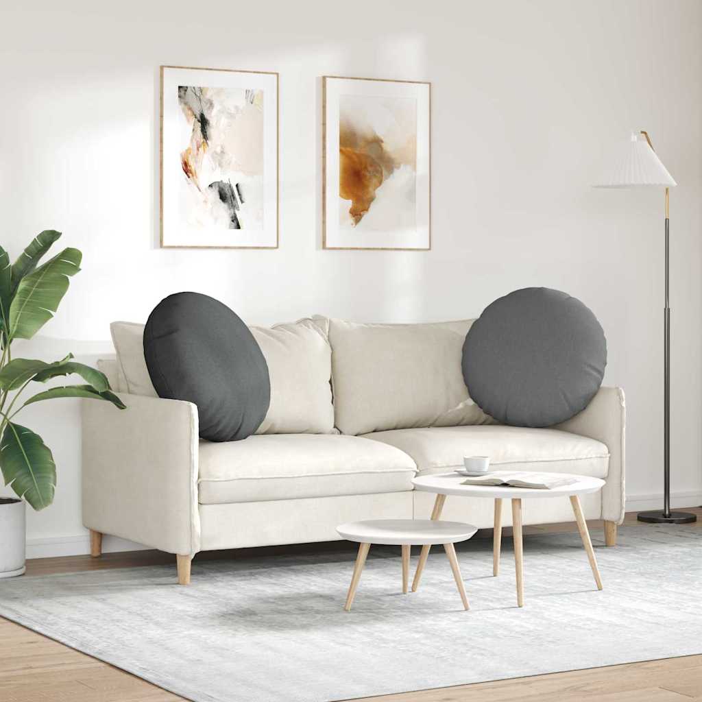 Cuscini per Seduta 2 pz Tessuto Grigio Scuro Ø60 x 21 cm